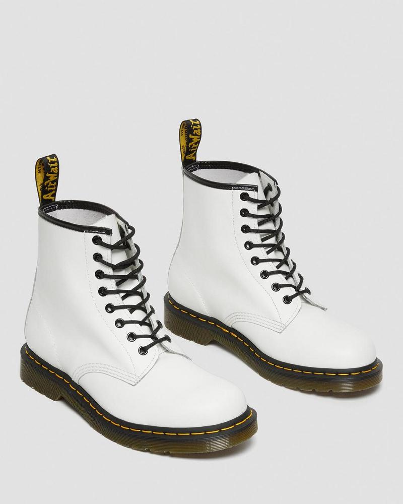 Men's Dr Martens 1460 Smooth Leather Lace Up Boots White | AU 535BEX